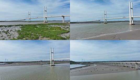 滩涂上的跨海大桥高清在线视频素材下载