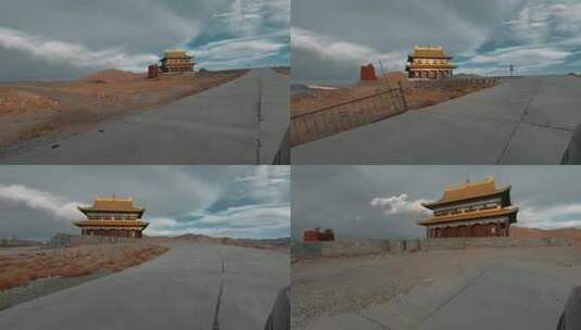 西藏旅游风光318国道车窗外金顶佛寺高清在线视频素材下载