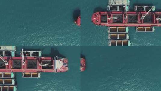 海上运煤船码头物流运输港口进出口集装箱！高清在线视频素材下载