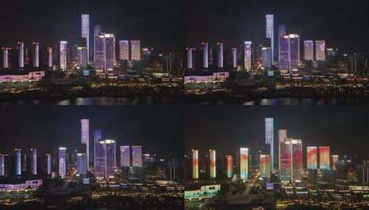 4k长沙夜景航拍夜晚城市高清在线视频素材下载