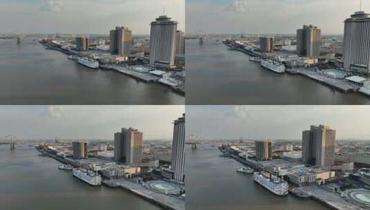 新奥尔良和桨轮船的鸟瞰图高清在线视频素材下载