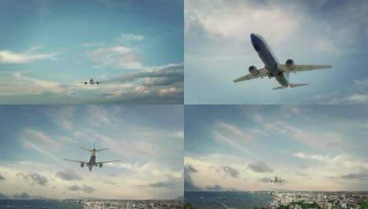 飞机降落芭堤雅，泰国高清在线视频素材下载