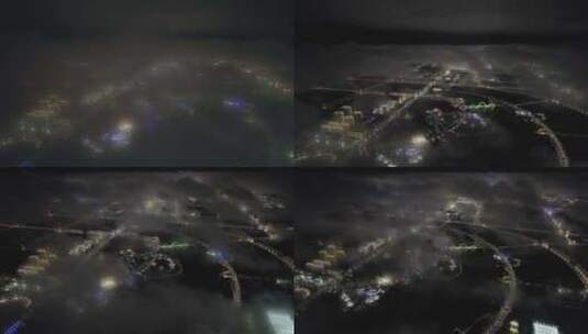 云雾下的盐城南海未来城之中华海棠园高清在线视频素材下载
