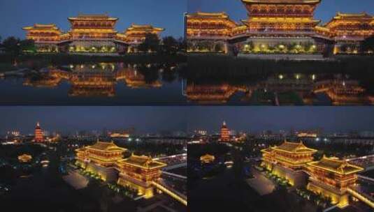 隋唐洛阳城九洲池航拍高清在线视频素材下载