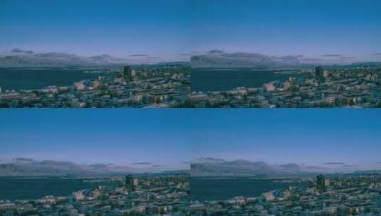 延时拍摄，冰岛雪域雷克雅未克的宽鸟瞰高清在线视频素材下载