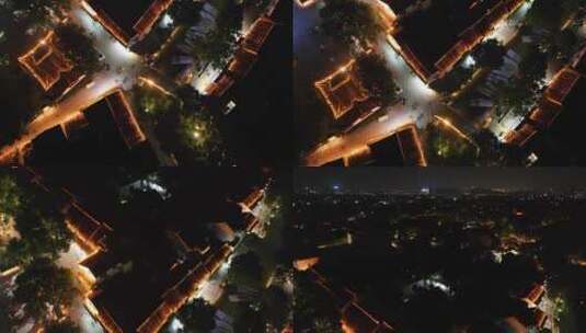 同里古镇夜景航拍高清在线视频素材下载