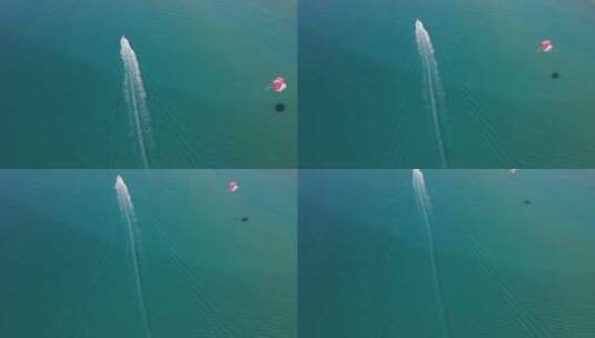 海上的快艇和滑翔伞高清在线视频素材下载