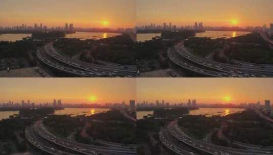 夕阳下的南京隧道高清在线视频素材下载