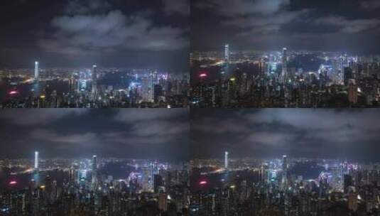 香港 夜景延时 繁华的国际化城市高清在线视频素材下载