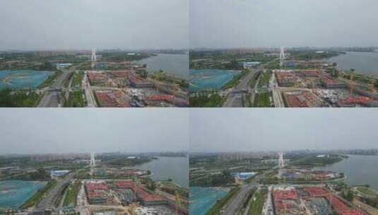 河南郑州城市风光航拍高清在线视频素材下载