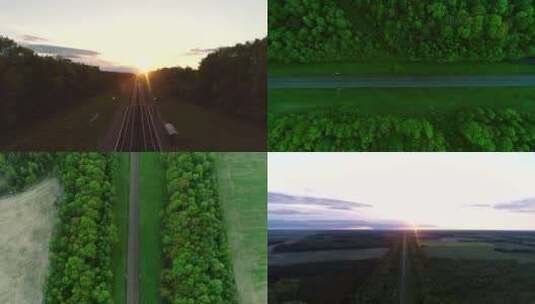 日落时的铁路和火车站，打包高清在线视频素材下载