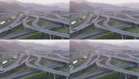 航拍城市高速公路高架立交桥高清在线视频素材下载