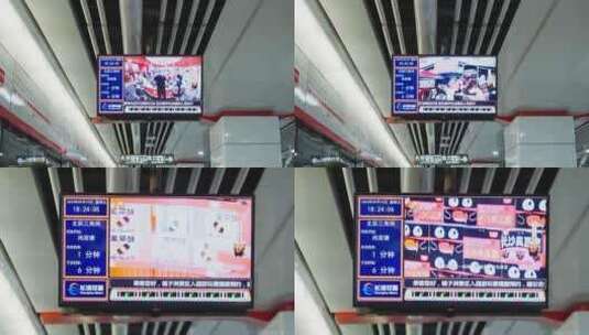 地铁站台的广告显示屏 换屏素材高清在线视频素材下载
