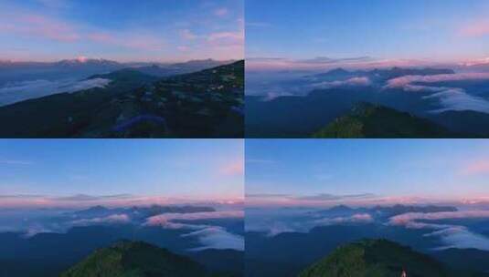 清晨云海日出云层山顶山林山峰云雾缭绕风景高清在线视频素材下载