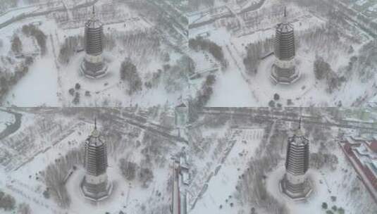 沈阳冬季雪景塔高清在线视频素材下载