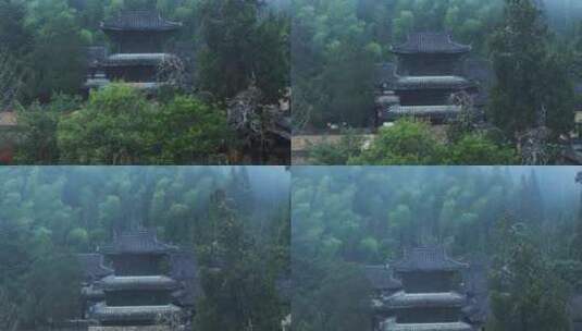 丽水景宁云中大漈时思寺航拍高清在线视频素材下载