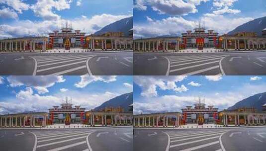 西藏林芝_会展中心_城市地标_延时视频高清在线视频素材下载