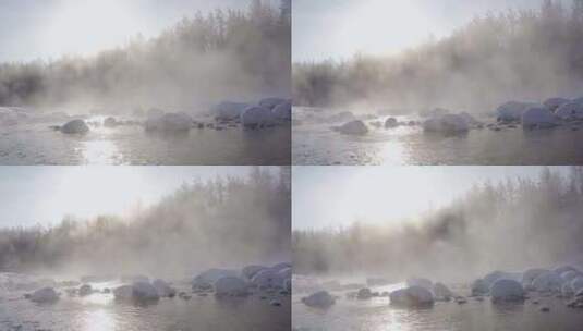 波光粼粼的不冻河高清在线视频素材下载