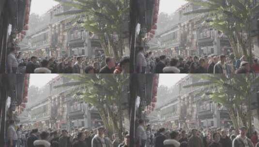 【4K 50p】重庆磁器口步行街过年人群高清在线视频素材下载