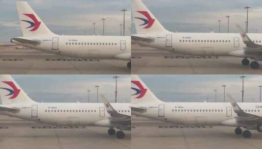 中国东方航空客机停靠的在机场高清在线视频素材下载