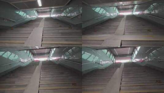 上楼梯出口步行地下通道走道地铁口高清在线视频素材下载
