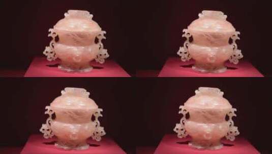 清代乾隆芙蓉石蟠螭耳盖炉，南京博物院藏高清在线视频素材下载