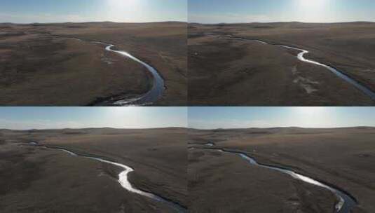 呼伦贝尔自然风光荒野草原河流高清在线视频素材下载