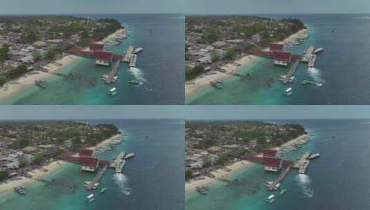 HDR印度尼西亚吉利群岛特拉旺岸风光航拍高清在线视频素材下载