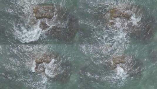 海湾礁石俯拍风光高清在线视频素材下载