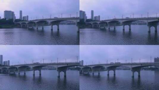 南宁邕江大桥与滨江公园城市高楼建筑景观高清在线视频素材下载