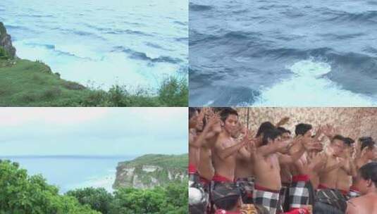 印尼巴厘岛情人崖海神庙土著高清在线视频素材下载