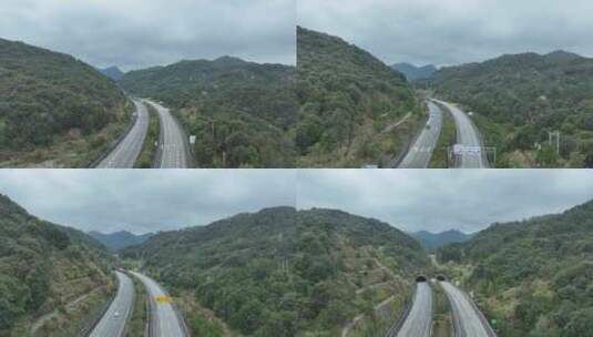 森林高速公路隧道航拍道路交通森林公路基建高清在线视频素材下载
