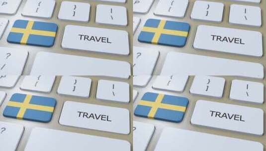 瑞典国旗和文字旅行按钮旅行到国家3D动画高清在线视频素材下载