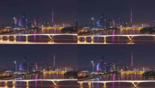 广州琶洲大桥夜景车流高清在线视频素材下载