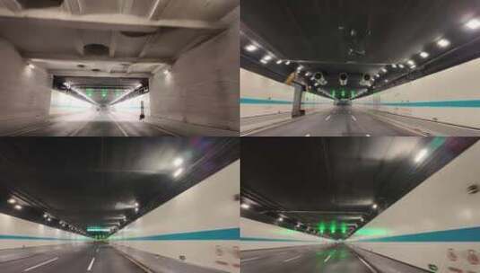 汽车在隧道穿梭飙车开车第一视角马路公路道高清在线视频素材下载