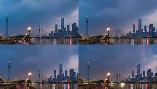 广州城市夜景珠江新城广州塔延时高清在线视频素材下载