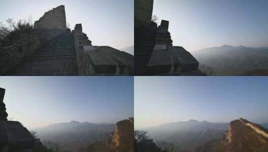 北京春天明长城遗址城墙早晨风光高清在线视频素材下载