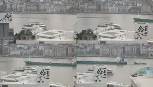 一艘游艇在上海黄浦江上航行高清在线视频素材下载