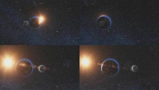 从地球和月球上的太空看日出高清在线视频素材下载