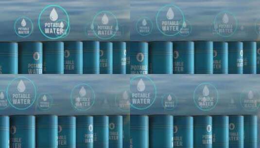 饮用水饮用h2o桶排无尽高清在线视频素材下载
