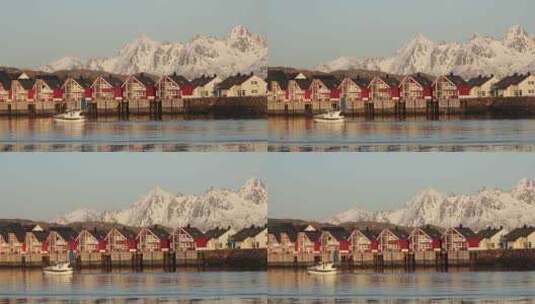 挪威斯沃瓦尔。罗弗敦群岛上的现代挪威城市高清在线视频素材下载