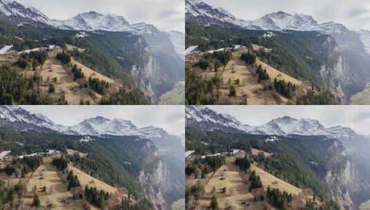 瑞士翁根小镇雪山峡谷高清在线视频素材下载