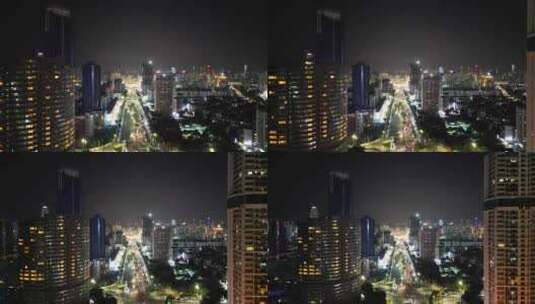 航拍广东珠海城市风光夜景高清在线视频素材下载
