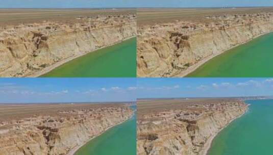 新疆阿勒泰福海海上魔鬼城HDR航拍高清在线视频素材下载