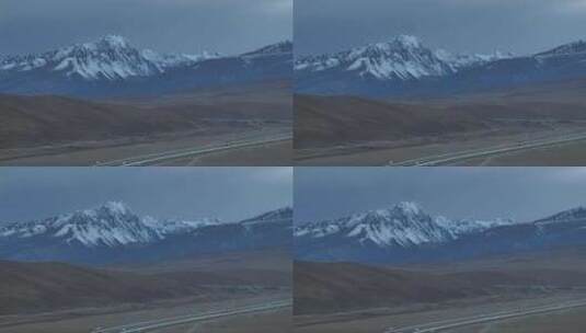 西藏那曲念青唐古拉山青藏公路高空航拍高清在线视频素材下载
