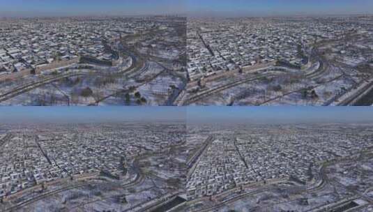 山西古城冬季雪景高清在线视频素材下载