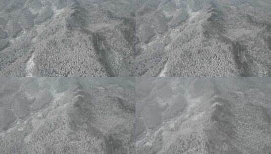 连绵起伏山川丘陵森林冬天雪景航拍高清在线视频素材下载