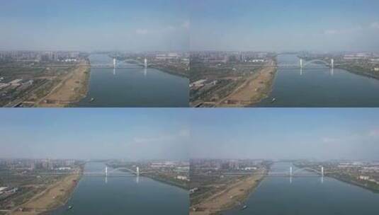 湖南湘潭莲城大桥航拍高清在线视频素材下载