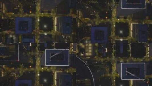 鸟瞰休斯顿市中心交通城市发光的街道和高耸高清在线视频素材下载