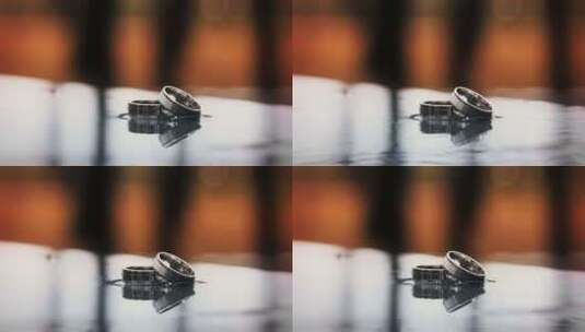 雨中的两枚结婚戒指高清在线视频素材下载